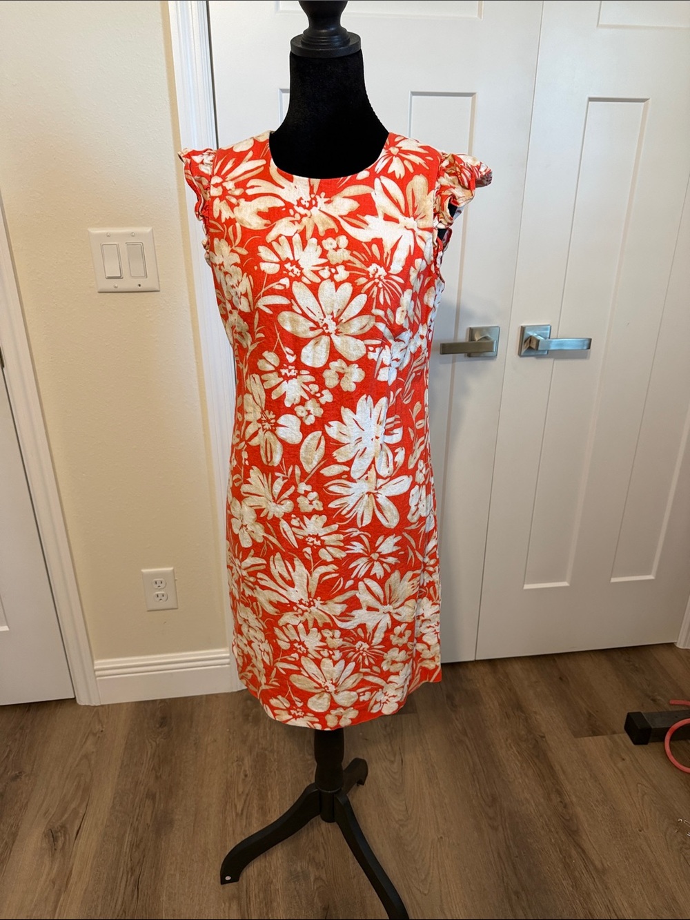Jessica Howard Orange and White Floral Midi Dress